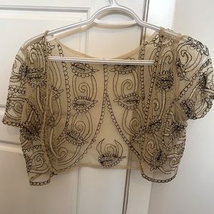 Betsey Johnson gold beaded bolero shrug